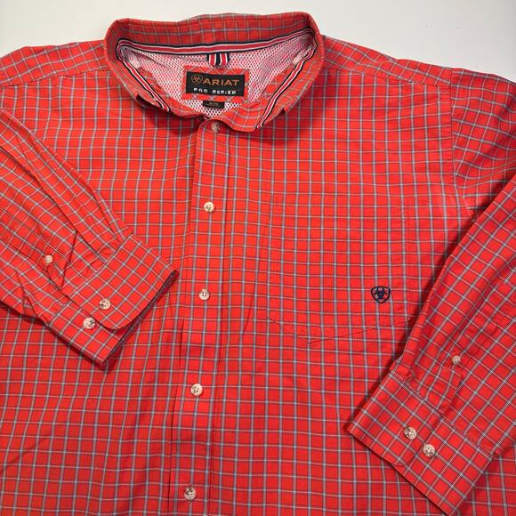 ARIAT'S Pro Series Men's Classic Plaid Print Button-Down Western Shirt XL Cowboy - Picture 1 of 13